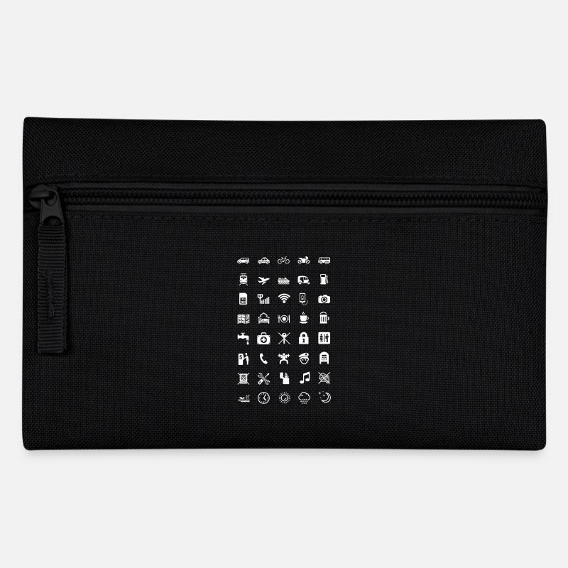 T-shirt pour le voyage avec des icônes blanches - Trousse - noir