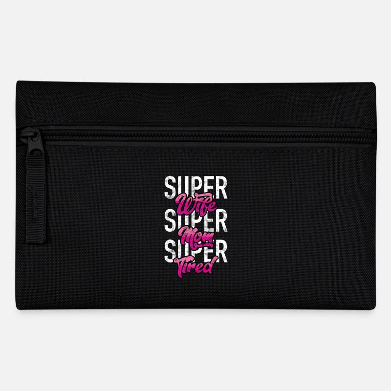 Super Wife - Super Mom - Super Tired - Federtasche - Schwarz