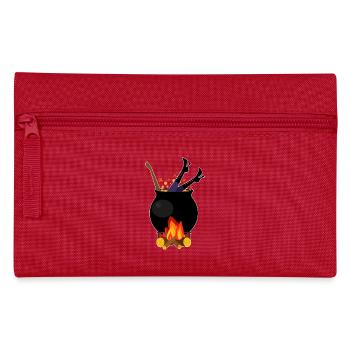 Sorcière dans une casserole - bois de chauffage de cuisson d'Halloween - Trousse - rouge - Devant