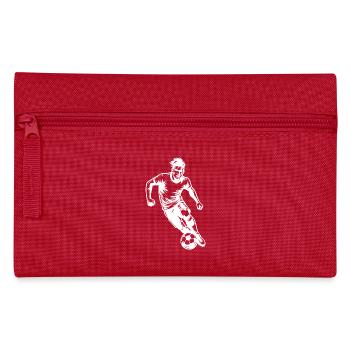 Fussballspieler mit Ball Richtung Tor Angriff - Federtasche - Rot - Vorne