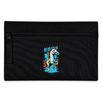 Wildpferd in Bunt - Federtasche - Schwarz - Vorne