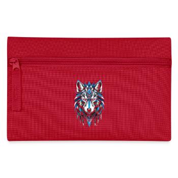 Blauer geometrischer Wolf - Federtasche - Rot - Vorne
