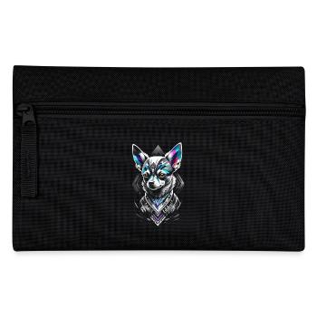 Blue geometric chihuahua dog - Pencil Case - black - Front