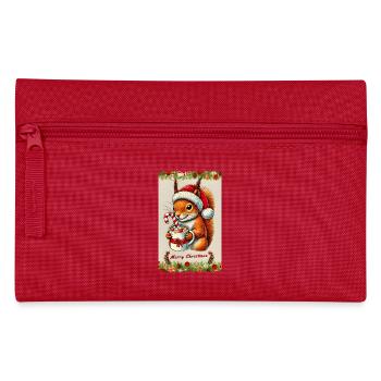 Christmas squirrel with hot chocolate - Pencil Case - red - Front