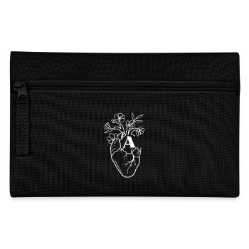 Letter with white floral anatomy heart - Pencil Case - black - Front