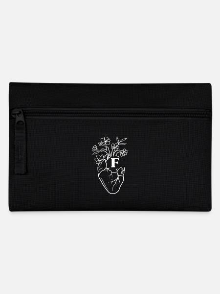 Buchstabe f Herz weiß Blumen Anatomie - Federtasche - Schwarz