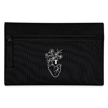 Lettre t cœur anatomie floral blanc - Trousse - noir - Devant