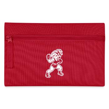 Kickboxerin Cartoon Stil - Federtasche - Rot - Vorne