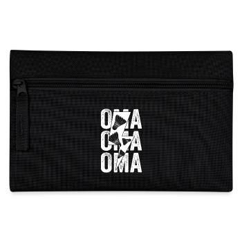 Federball Oma Großmutter Badminton - Federtasche - Schwarz - Vorne