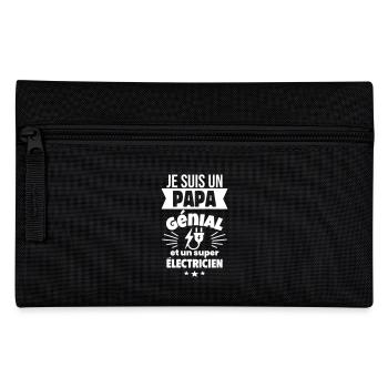 Papa génial & électricien – idée fête des pères - Trousse - noir - Devant
