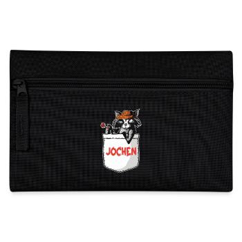 Waschbär Jochen - Federtasche - Schwarz - Vorne
