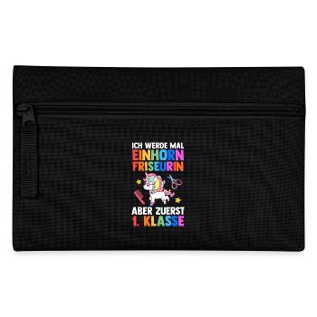 Einhorn Friseurin Erste Klasse Einschulung - Federtasche - Schwarz - Vorne