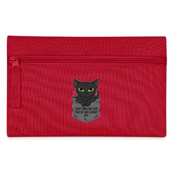 Black Cat Breast Pocket I Bring No Bad Luck - Pencil Case - red - Front