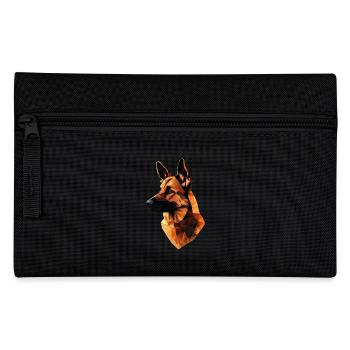 German Shepherd Low Poly Design - Pencil Case - black - Front