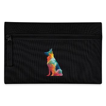 German Shepherd Low Poly Art Desing Colorful - Pencil Case - black - Front