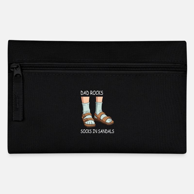 Papa rockt Socken in Sandalen - Federtasche - Schwarz