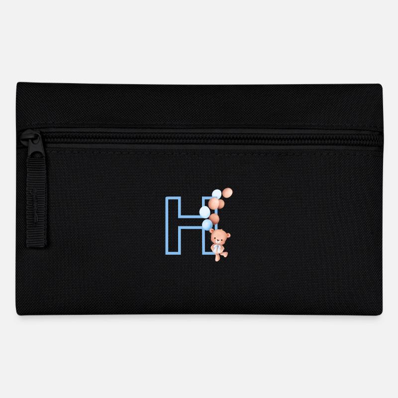 Buchstabe h blauer Bär - Federtasche - Schwarz