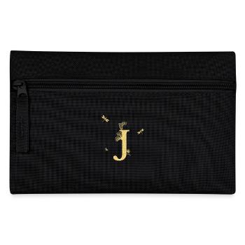 Letter j Golden Glitter Dragonfly - Gift Idea - Pencil Case - black - Front