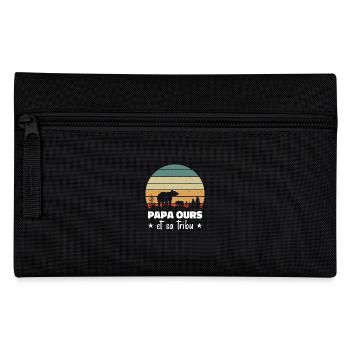 Papa Bear and His Tribe, Humor Gift - Pencil Case - black - Front