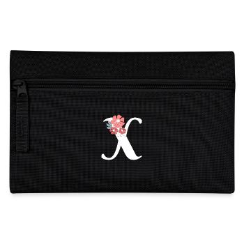Lettre x fleurs minimalistes - Trousse - noir - Devant