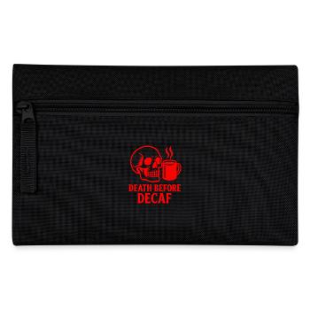 Death Before Decaf Skull, Coffee, Caffeine, Funny - Pencil Case - black - Front