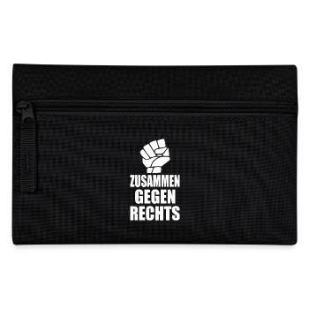Zusammen gegen rechts - Federtasche - Schwarz - Vorne