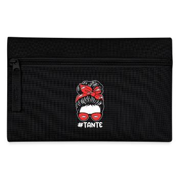 Anglerin Tante Angeln - Federtasche - Schwarz - Vorne