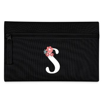 Letter S Minimalist Flowers - Pencil Case - black - Front