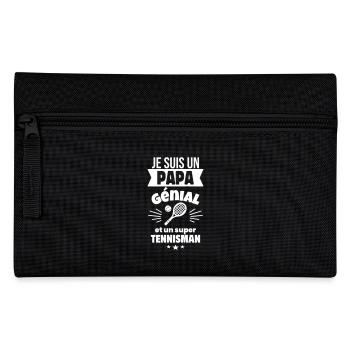 Papa génial & tennisman – idée fête des pères - Trousse - noir - Devant