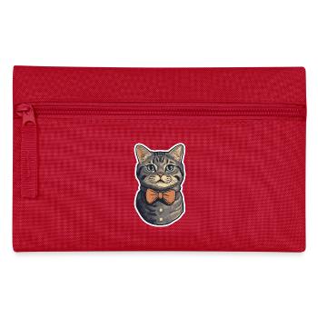 Un chat mignon portant un nœud papillon - Trousse - rouge - Devant