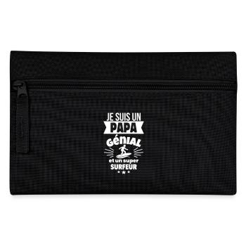 Papa génial & surfeur – idée fête des pères - Trousse - noir - Devant