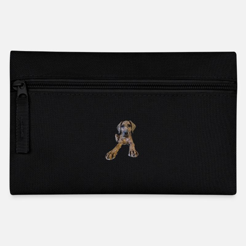 Hundewelpe mit neugierigem Blick - Federtasche - Schwarz