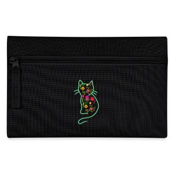 Chat Rétro Printemps Floral Années 80 Coccinelle - Trousse - noir - Devant