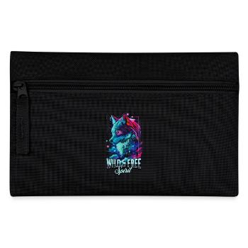 Wolf Wolfskopf Raubtier Wildnis Neon Bunt Kunst - Federtasche - Schwarz - Vorne