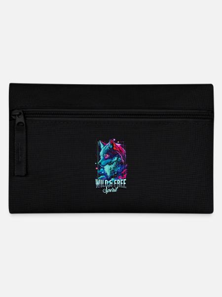 Wolf Wolf Head Predator Wilderness Neon Colorful Art - Pencil Case - black
