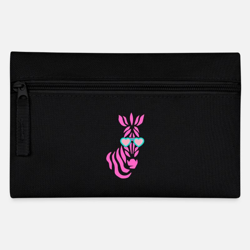 pinkes Zebra mit Sonnenbrille - Federtasche - Schwarz