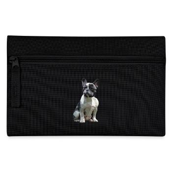 French Bulldog Low Poly Design - Pencil Case - black - Front