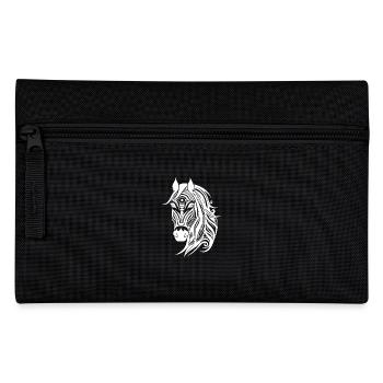 Elegantes Pferde Porträt Tattoo Style - Federtasche - Schwarz - Vorne