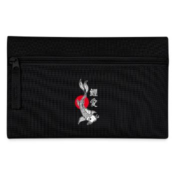Koi Illustration Red Dot Japanese Font - Pencil Case - black - Front