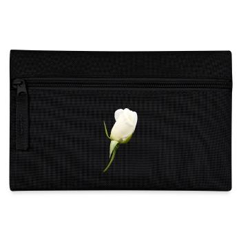 white rose white flower - Pencil Case - black - Front