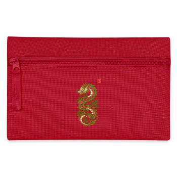 Dragon japon vert, style estampe japonaise kanji - Trousse - rouge - Devant