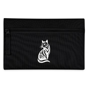 Decorative Cats Silhouette in Tribal Style - Pencil Case - black - Front