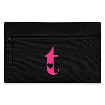 Buchstabe t Anfangsbuchstabe mit Herz - Federtasche - Schwarz - Vorne