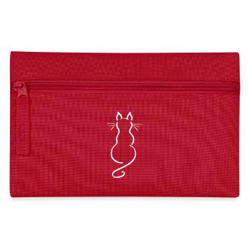 Katze Minimalistisch Linie Rücken schlicht - Federtasche - Rot - Vorne