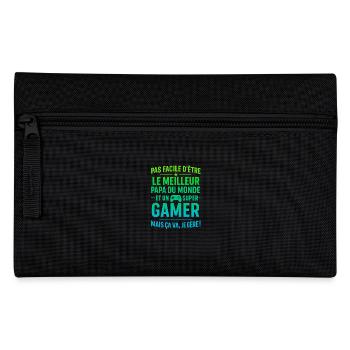 Super Papa Gamer Geek Gaming idée cadeau père - Trousse - noir - Devant
