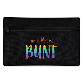 Meine Welt ist bunt - Regenbogen -fröhlich - Federtasche - Schwarz - Vorne