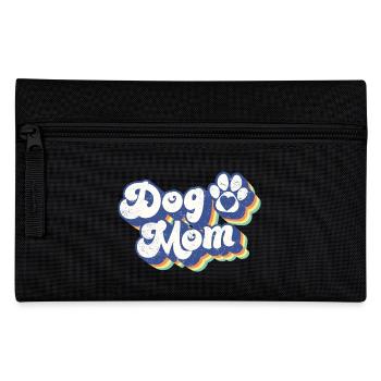 Dog Mom - Retro Dog Paw Funny Dog Lover Mom Gift - Pencil Case - black - Front