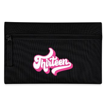 13th Birthday Gift, Hello Thirteen, 13 Years Old - Pencil Case - black - Front