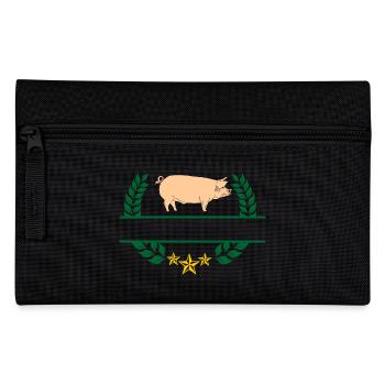 Cochon en couronne de laurier vert - Trousse - noir - Devant