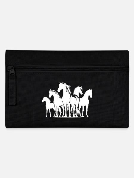 Chevaux élégants avec une crinière sauvage élégante - Trousse - noir